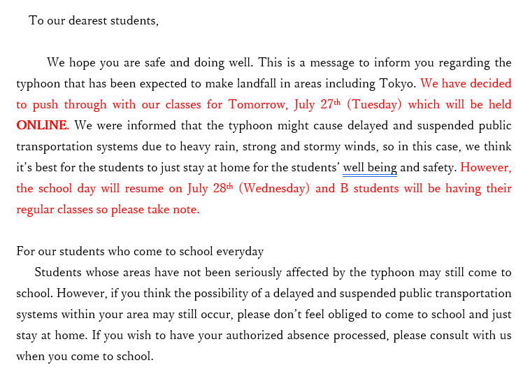 To our dearest students